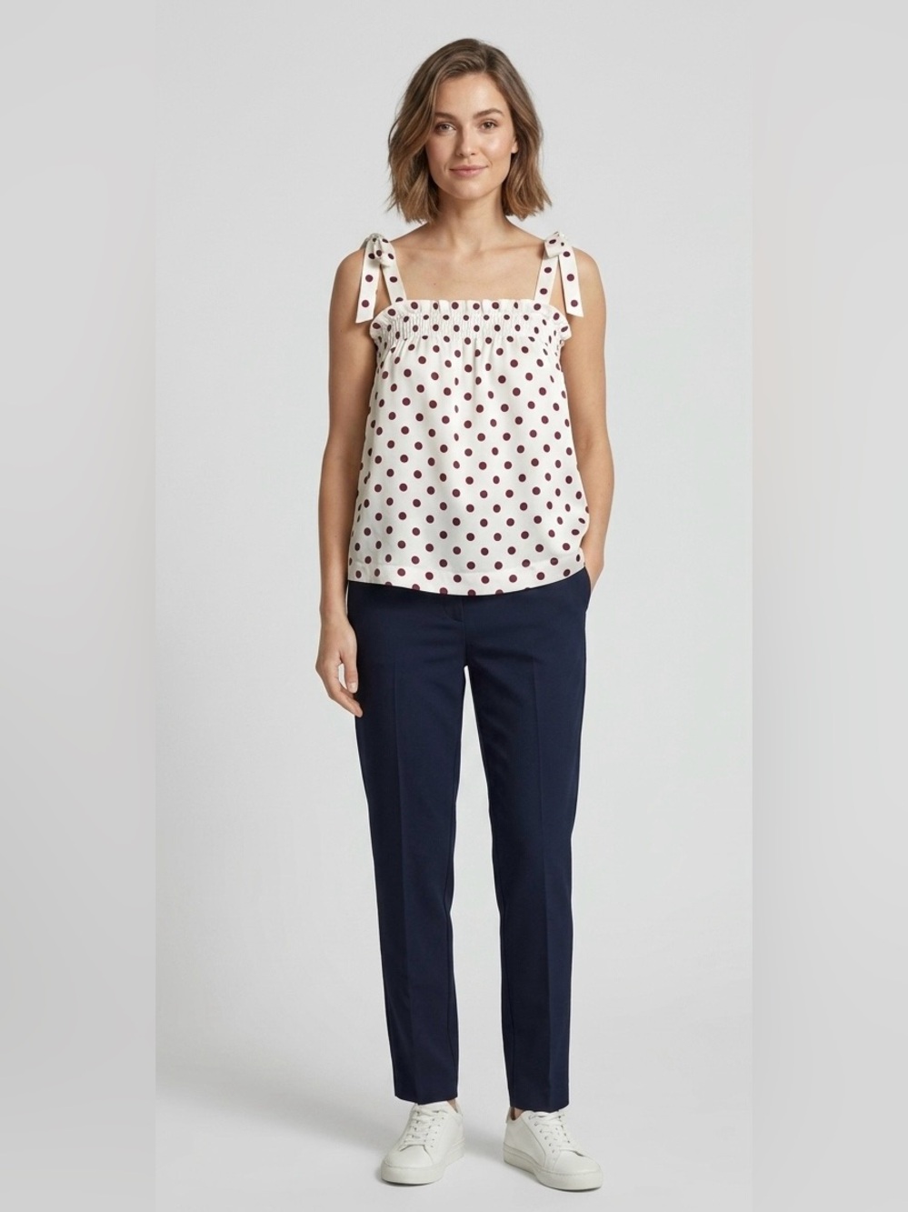 Designers Remix Charlotte Eskildsen Polka Dot Tie Strap Tank Top Blouse